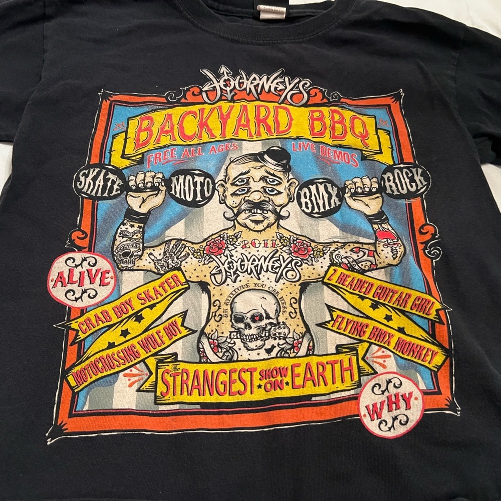 Vintage Journeys Kids size medium Backyard BBQ tour short sleeve t shirt Black